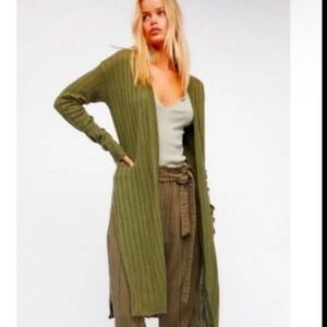 Free People Olive Green Knit Cardigan